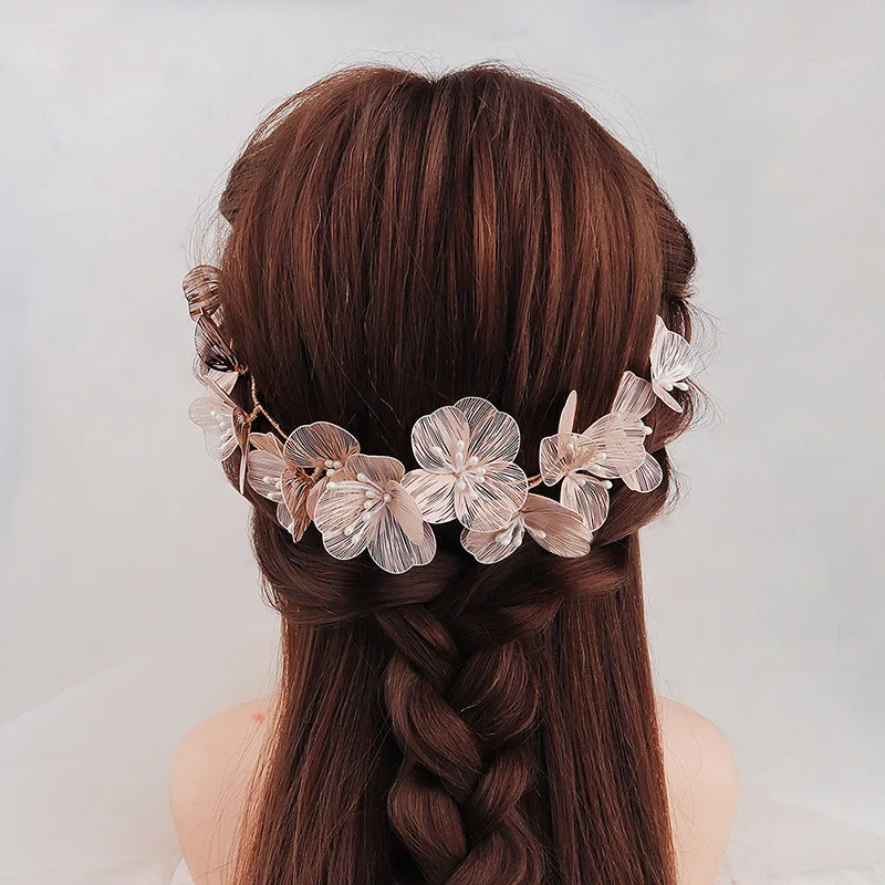 Bridal Wedding Headband Handmade Flower Hair Accessories for Women Hair Jewelry Party Bride Headpiece Bridesmaid Gift