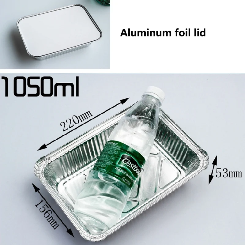 1050ml 23sets ZEQIU одноразовая жестяная фольга коробка с крышкой барбекю пиццы выпечки хлеба подходит для барбекю Ресторан пиццерия семейный ужин - Цвет: 1050ml 23sets