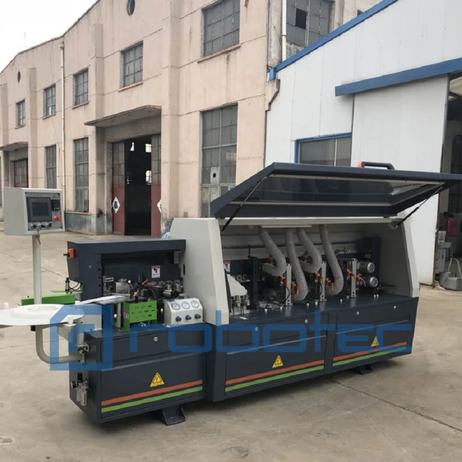 ROBOTEC Woodworking Edge Banding Machine with Auto Fine Trimming and End Cutting Functions with Scraping Polishing