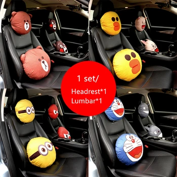 

1set cartoon cute cars headrest neck pillow for car brown bear totoro head rests auto seat pillows in the car accessories