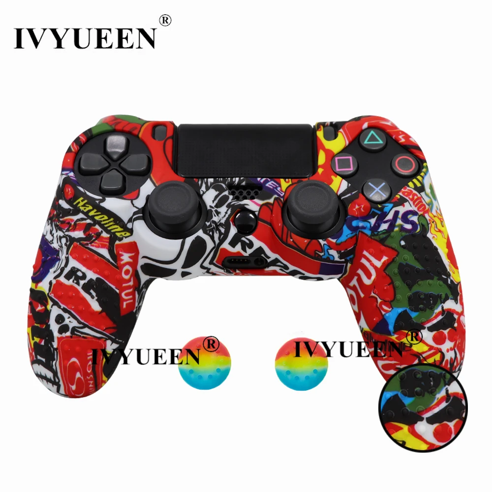 IVYUEEN для playstation 4 PS4 Pro тонкий силиконовый защитный чехол-накладка для Dualshock PS 4 - Цвет: Sticker Bomb