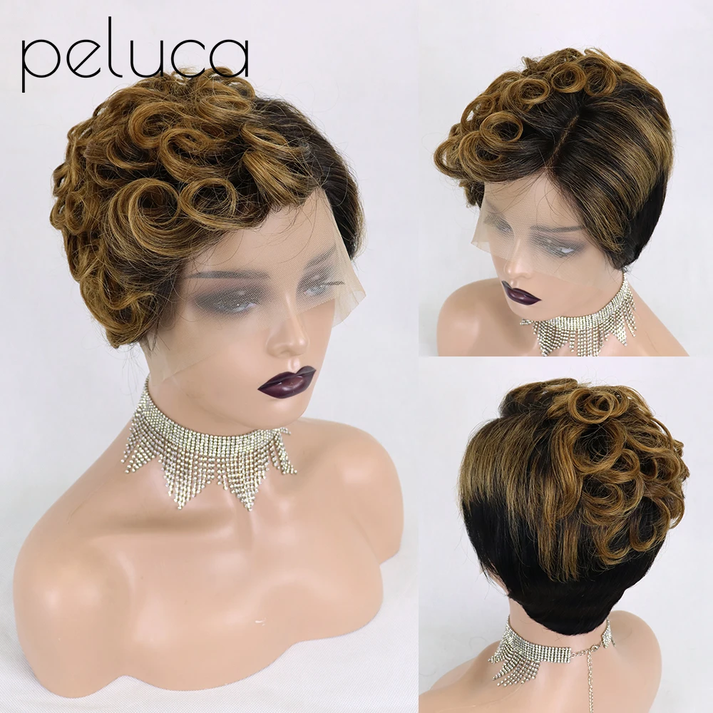 

peluca Water Wave Bob Lace Front Wig 13X4 Front Human Hair Wigs For Women Brazilian 150% Density Curly Wigs Pixie Cut Perruque