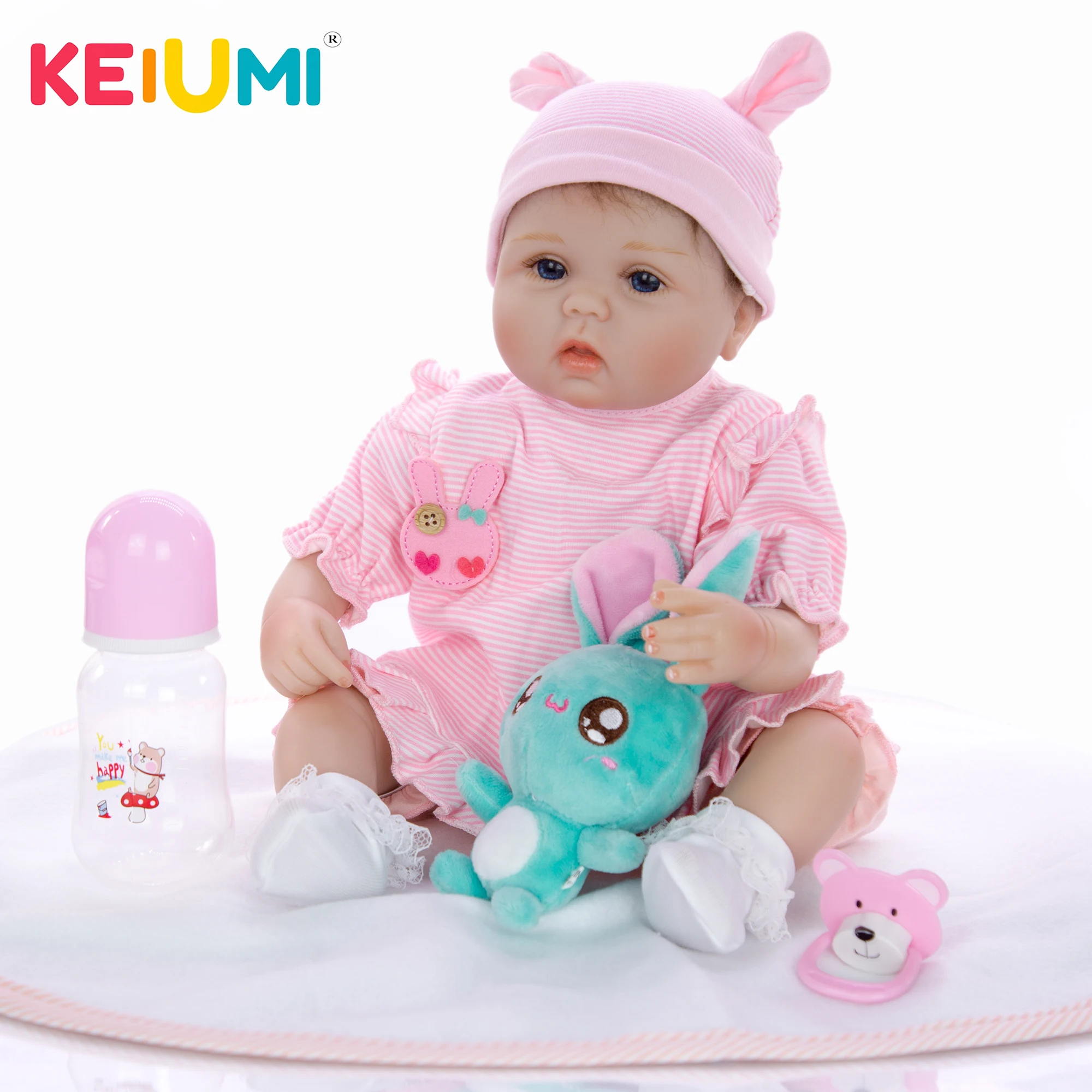 KEIUMI Hot Sale Reborn Girl Doll Silicone Soft Cloth Body Babies Lovely Newborn Dolls For Child Birthday Xmas Gifts Present