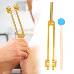 Aluminum Alloy 111HZ Frequency Tuning Fork Yoga Meditation Tuning Energy Fork With Hammer(Gold)Massage Therapy Acupressure Tools
