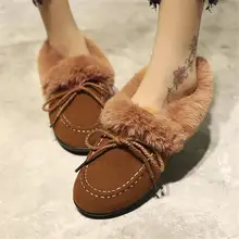 SARAIRIS/ ; зимняя теплая удобная женская обувь на меху без застежки; модная удобная повседневная женская обувь на плоской подошве для отдыха
