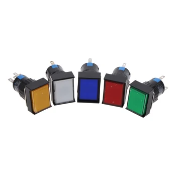 

5Pcs 16mm Push Button Self-Reset Switch Rectangle LED Light Momentary Switch Push button switch DC12VDC24V AC110V AC220V 24X18MM