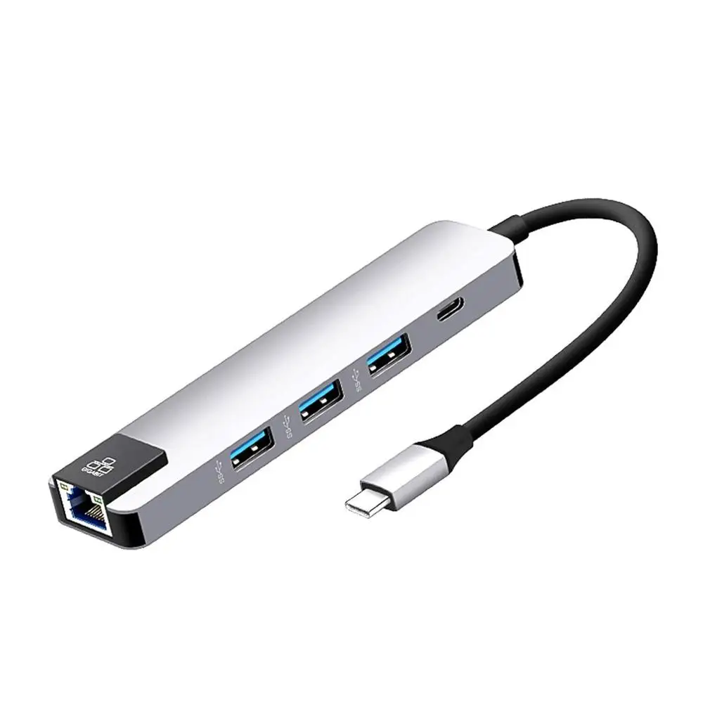 5 в 1 концентратор USB Type C Hdmi 4K USB C концентратор для Gigabit Ethernet Rj45 Lan адаптер для Mac book Pro Thunderbolt 3 USB-C зарядное устройство - Color: Silver