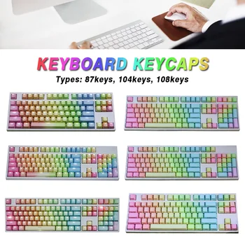

Dyed Easy Install Home Office Keyboard Keycaps Gradient Computer Peripherals PC Business PBT Colorful Rainbow Multifunction