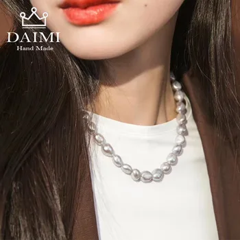

DAIMI Irregular Pearl Necklace Natural Freshwater Cultured Choker Necklace for Girl Real Pearl Party Necklace 43-45cm Wholesale