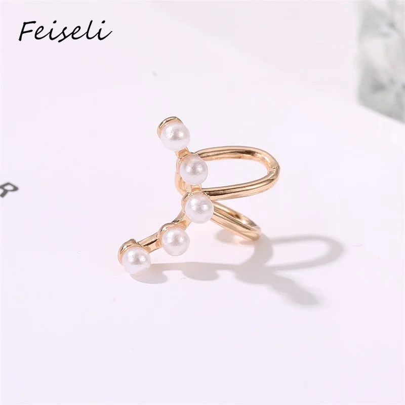 Feiseli 1 шт. дизайн женские изогнутые медные серьги-клипсы с искусственным жемчугом высокое качество серьги для свадебного банкета Ювелирное Украшение