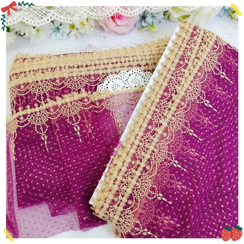 

19Yards DIY Craft Supplies Clothes Ornament Collar Neckline Accessories Purple Water Soluble Edge Embroidered Lace Trim Fabric