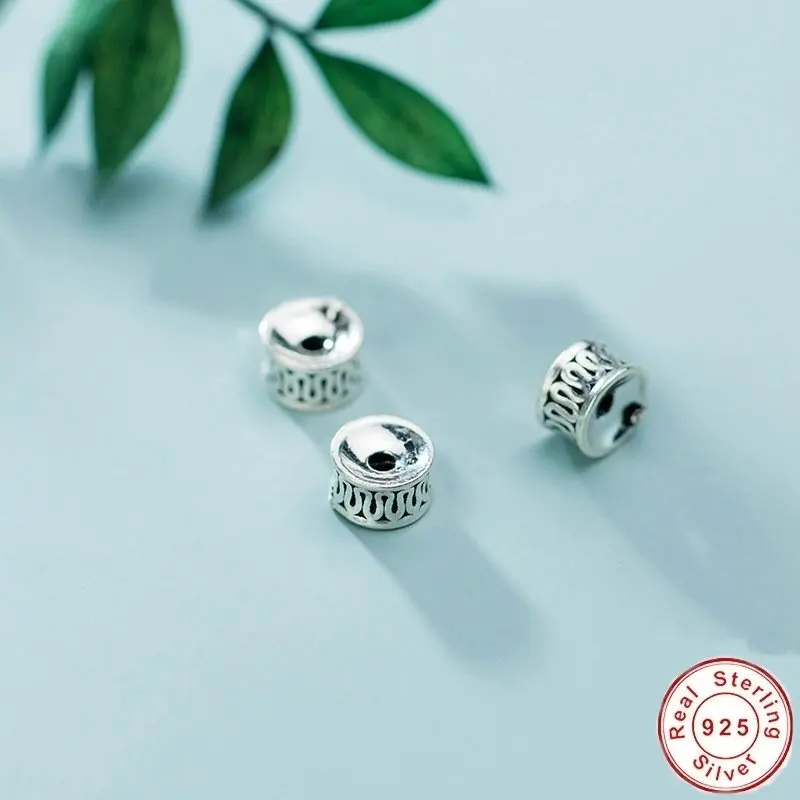 

7*7*4mm 925 Sterling Silver Retro Spacer Beads for DIY Bracelet Necklace Loose Beads Jewelry Finding