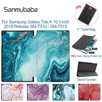 

Sanmubaba 2019 Marble Case For Samsung Galaxy Tab A 10.1 inch SM-T510 T515 Slim PU Leather Fold Flip Stand Cover Tablet Case