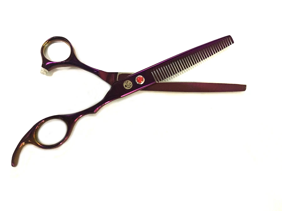 7.0 inch 6.5inch professional pet grooming scissors thinning shears curved hair scissors cat dog grooming shears cutting - Цвет: purple thinning