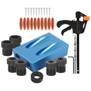 

31Pcs 15 Degree Pocket Hole Jig Kit Woodworking Oblique Drill Guide Set Woodwork Guides Joint Angle Tool