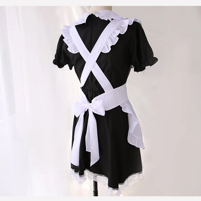 Lovely Maid Dress Anime Black White Apron Dress Girl Lolita Heart Hollowed Dresses Cafe Cosplay Costume Горничная Mucama