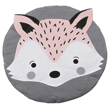 

Round Rug Butterfly Elk Elephant Fox Carpet Cotton for Baby Floor Play Mats Kids Room Decoration