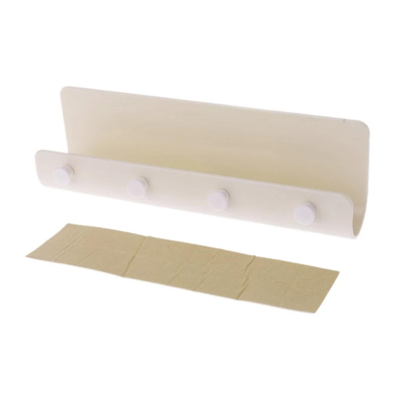 Beige Ключ вешалка для полотенец Держатель Для Хранения Настенное Крепление крюк стойка Органайзер DIY 4 крючка полка - Цвет: Beige