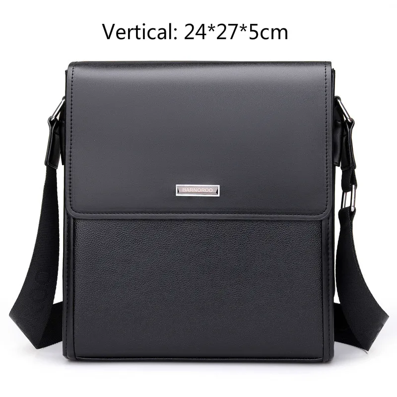 black 24x27x5cm BARNOROO Новое поступление сумка через плечо модная деловая кожаная мужская сумка через плечо рекламная повседневная мужская сумка - Цвет: black 24x27x5cm