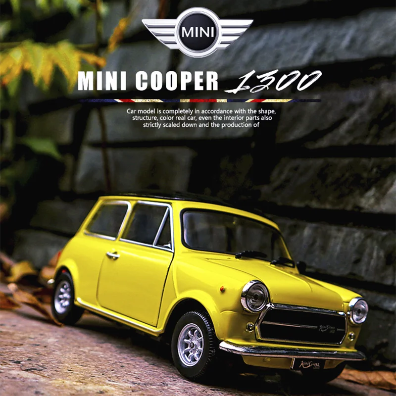 Mini Cooper 1300 White Uk Flag 1:24 Model 22496UK WELLY 