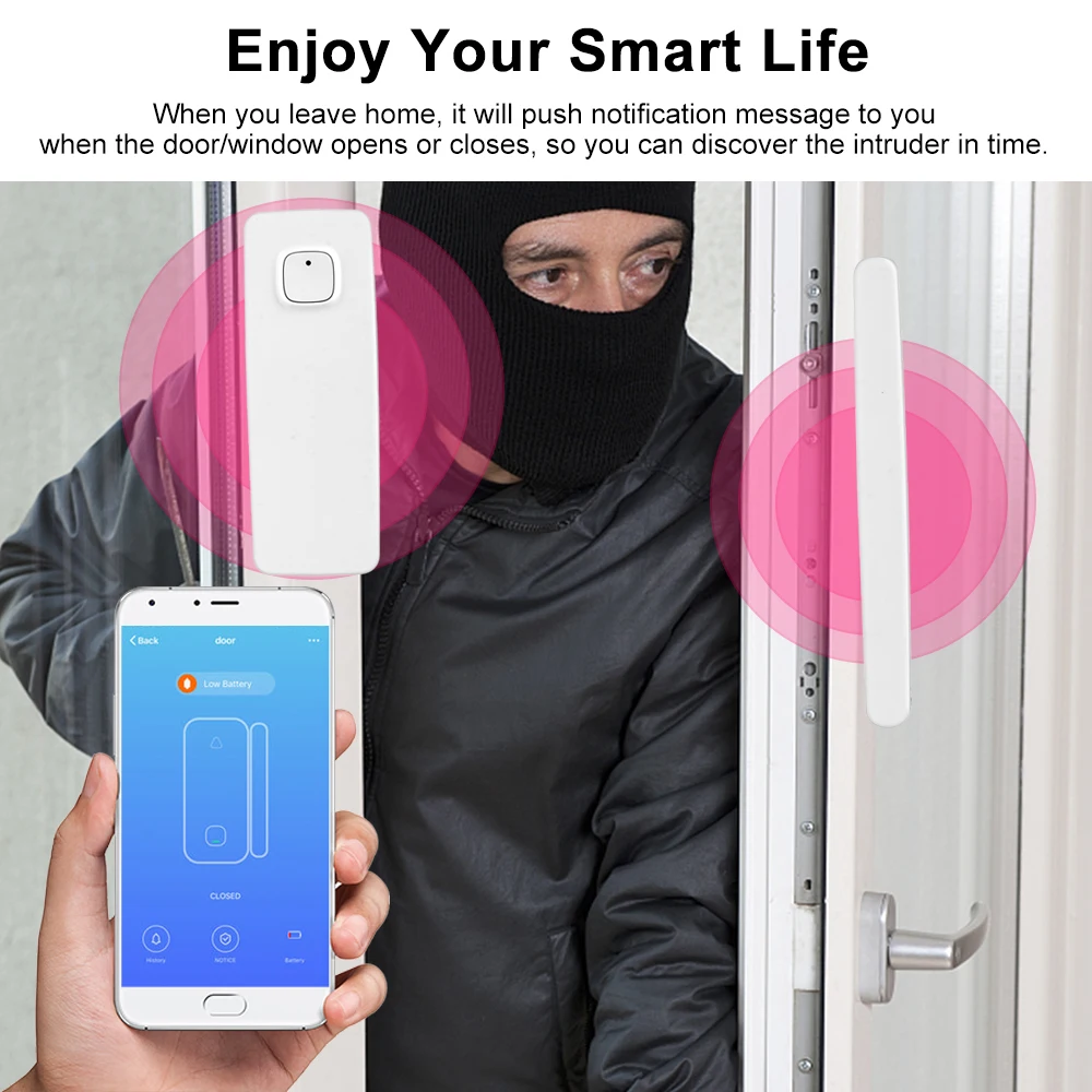Tuya WiFi, умный дверной датчик, датчик окна, охранная сигнализация, детектор, умный дом, комплекты сигнализации, Syste, usb зарядка для Alexa Google Home IFTTT