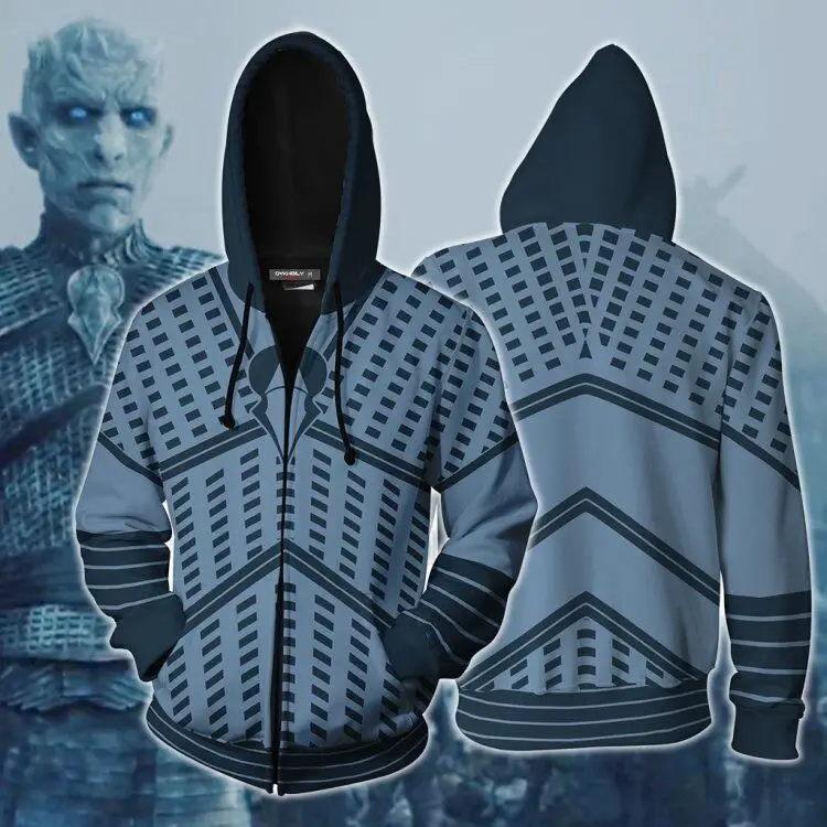 

Newest Game Of Thrones Night's King Hoodies Cosplay Costumes White Walker 3D printed hoodie Sweatshirts Night's King latex Mask