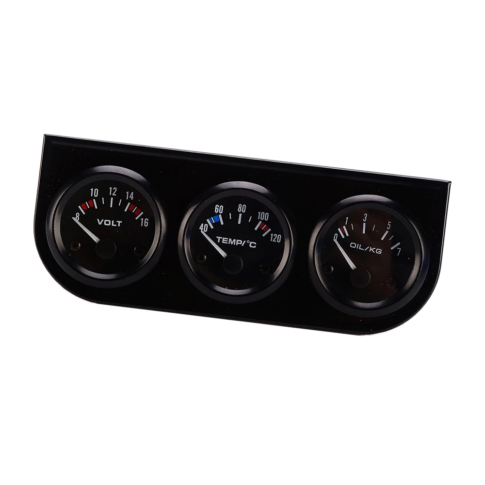 Triple Gauge Oil/Volt/Water Gauge 2inch Oil Temp Water Temp Gauge, NPT1 /8 Temperature Oil Pressure Voltage Gauge