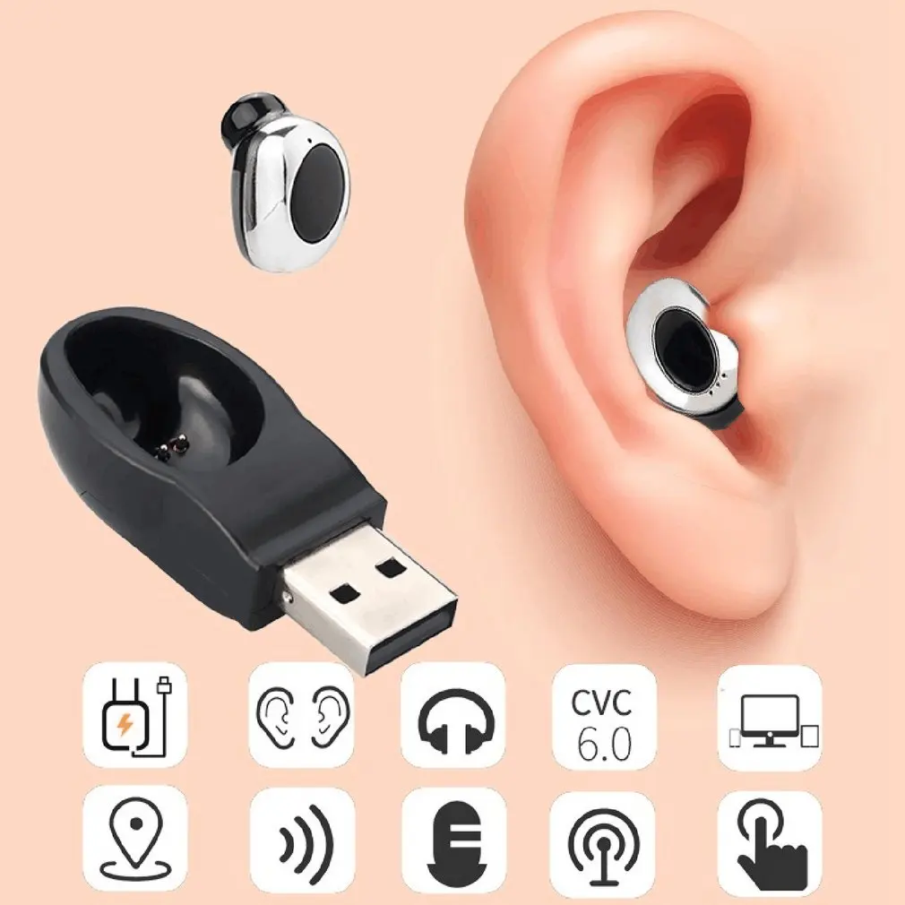 Мини беспроводные Bluetooth наушники в ухо наушник невидимая гарнитура Громкая связь Магнит USB зарядное устройство наушники для ноутбука ПК телефон