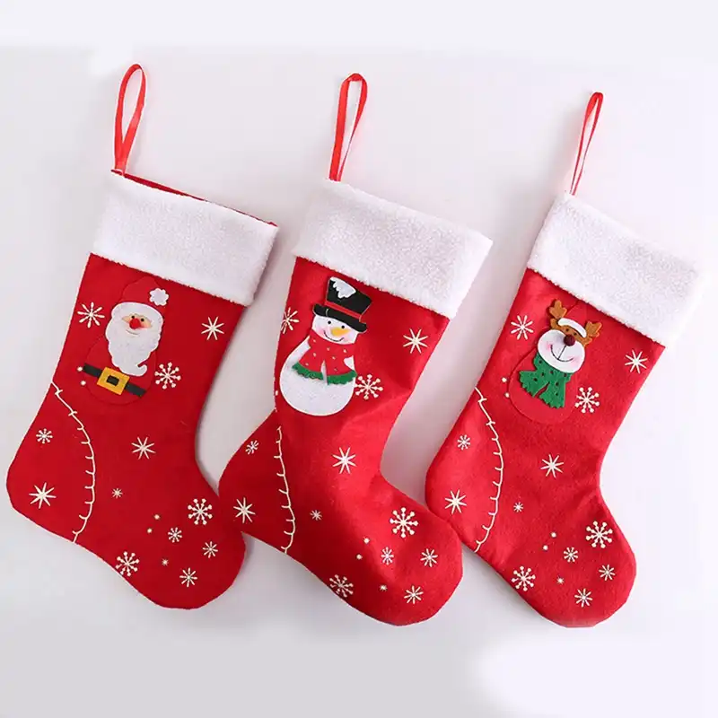 Large Christmas Stockings Gifts Cloth Santa Elk Socks Xmas Lovely