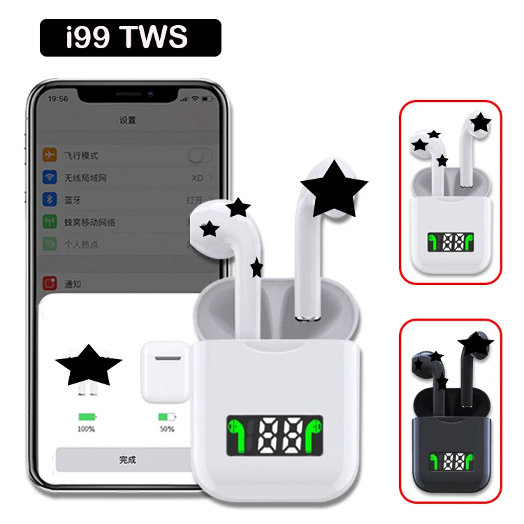 

i99 LED Digital Display 5.0 Bluetooth Wireless Earphones Headphone TWS Wireless Earbuds Stereo Support pop-up Headset