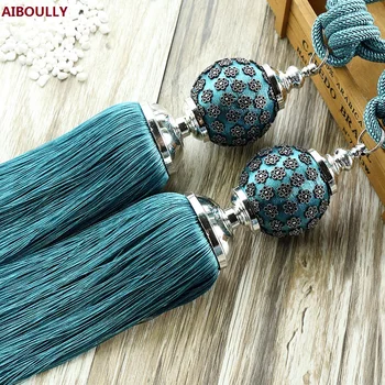 

One Pair Luxury Home Decoration Window Curtain Clips Accessories Hanging Belt Ball Curtain Strap Curtain Tassel Tieback Buckle