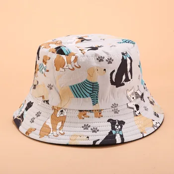 

Printing Bucket Hat Woman Lovely Cartoon Double-sided Womens Fisherman Hats Cheap Unisex Sun Visor Couple Cap Student Black 2019