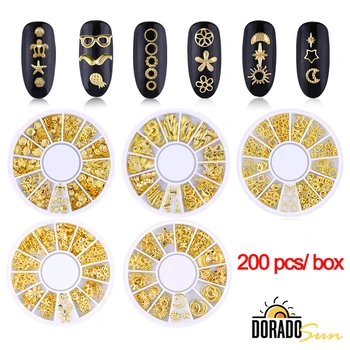 

Doradosun 200 Pcs Nail Polish Stikers Metal Golden Nail Art Decoration Star Nail Ornaments