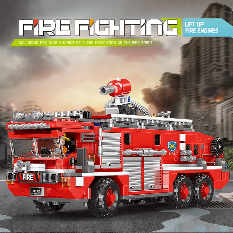 

XINGBAO Firefighting Series Airport Fire Truck City Rescue Firefighting Building Blocks CHILDREN'S Toy