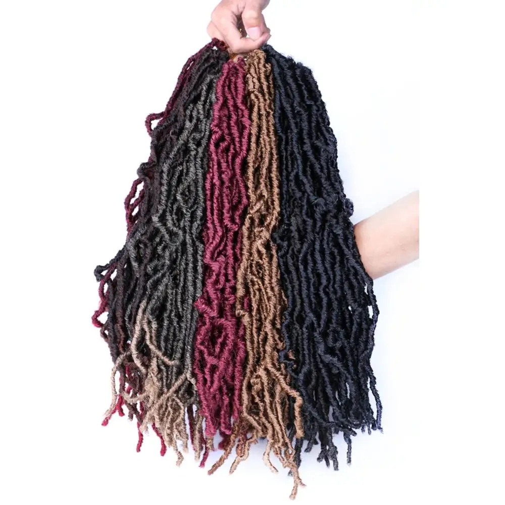 Aigemei Nu Locs богиня Faux Locs Curly Омбре косички волос 18 дюймов 21 прядь/упаковка синтетические крючком косички волос Exntension