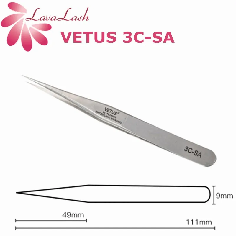 

VETUS 3C-SA Tweezers For Eyelash Extension Professional Stainless Steel False Eyelash Tweezers Straight Pointed accurate Tweezer