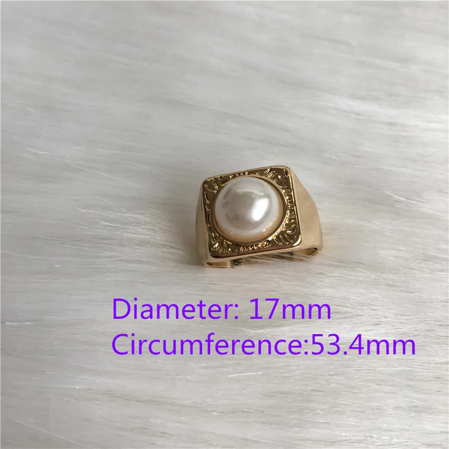 R21010-17MM Модные ювелирные изделия Золотое покрытие монета лицо выгравировано квадратное кольцо для женщин девушек - Цвет основного камня: R21010-17MM