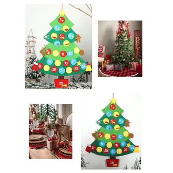 

DIY Non-Woven Christmas Tree Advent Calendar Kit With Small Removable Ornaments 24 Days Countdown To Xmas Wall Hanging Decor