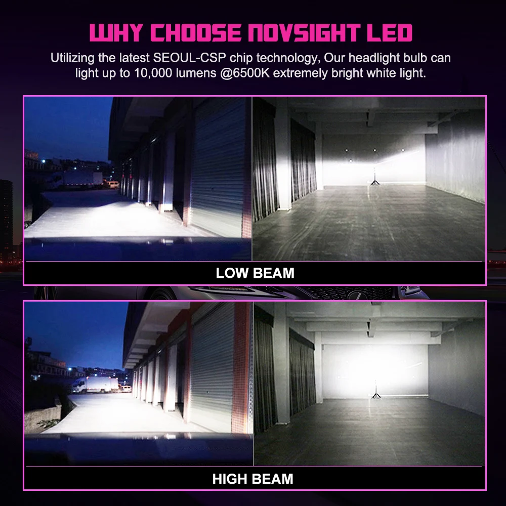 Novsight H4 Led H7 H1 H11 автомобильный светильник 50 Вт 10 6500 лм комплект 9005 к 9006 Hb3 Hb4