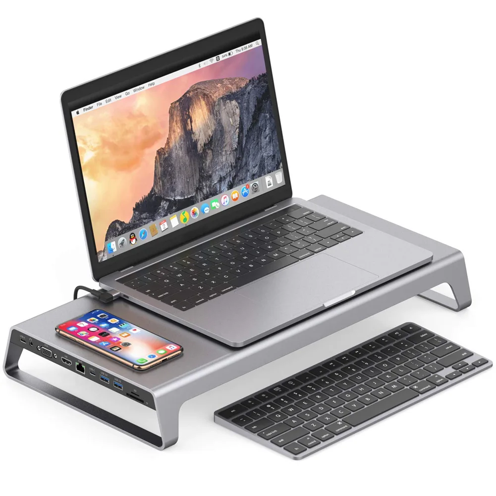 Высокое качество Алюминиевый Монитор подставка Док станция с USB C концентратор