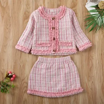 

Toddler Baby Girls Winter Clothes Plaid Coat Tops+Tutu Dress Formal Outfits