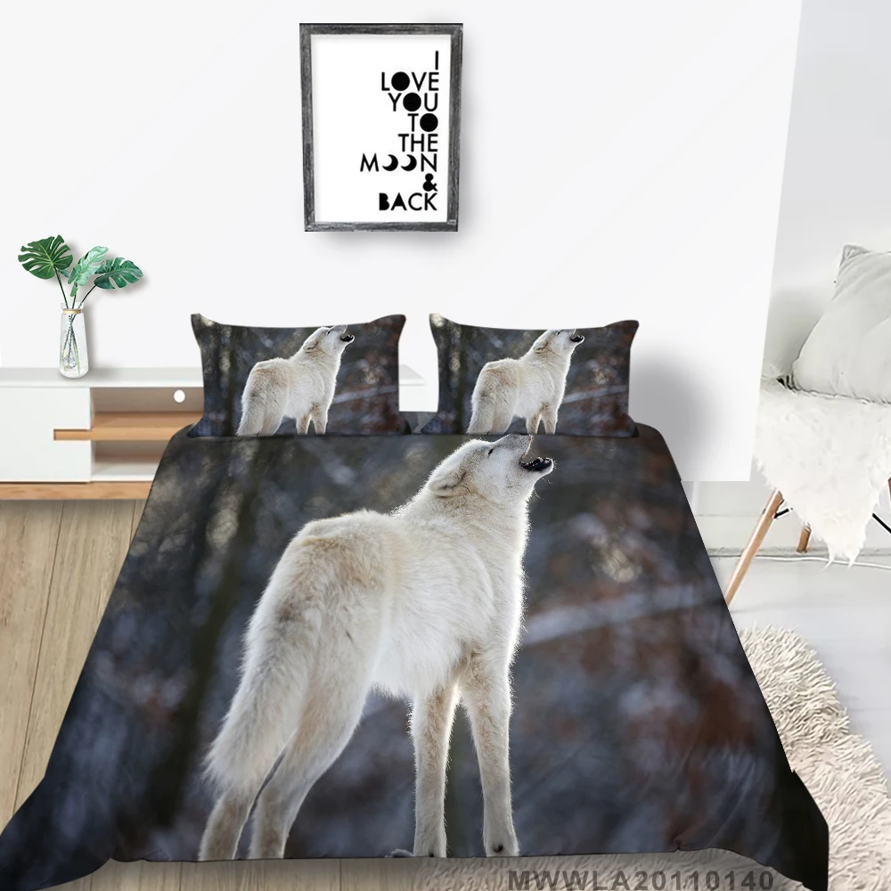 

New Design Bed Set Howling Wolf Hot Sale 3D Duvet Cover Twin King Queen Full Single Double Simple Style Bedding Set