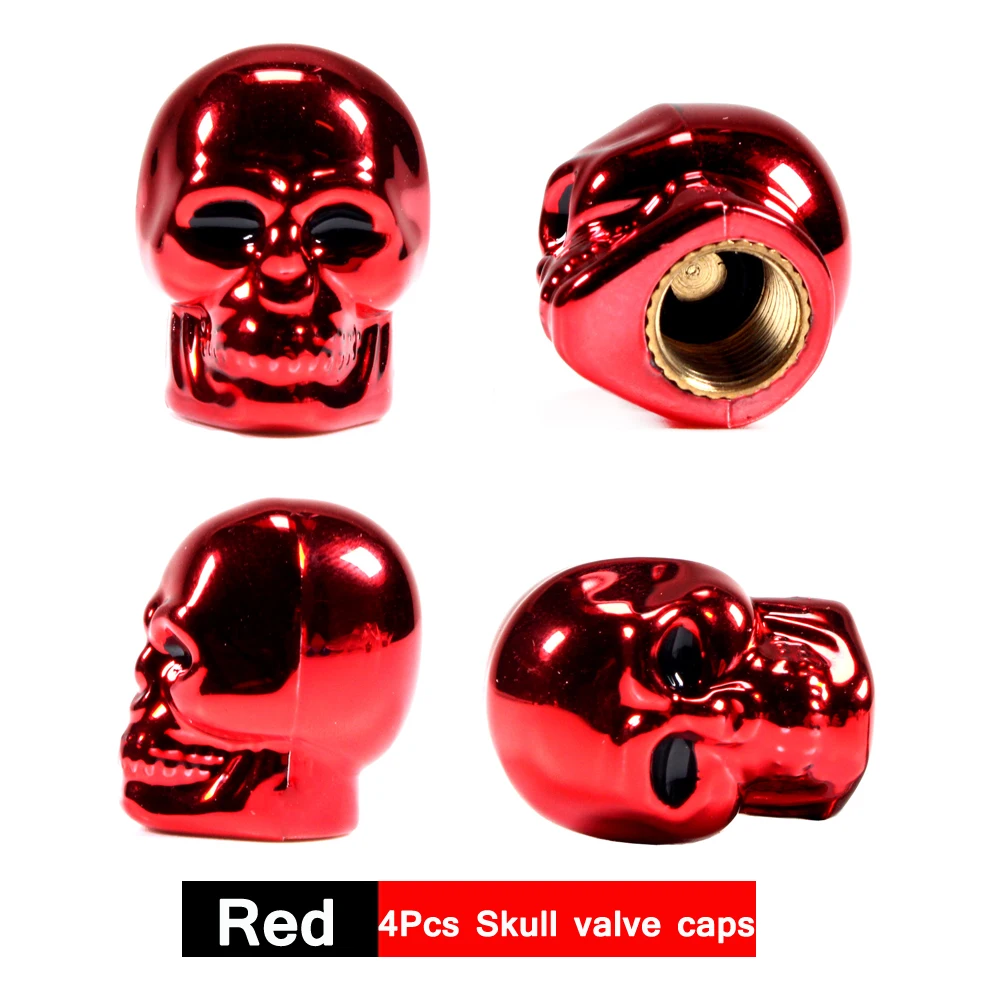 Bouchon Valve Pneu Voiture rouge Forme de dé plaqué en plastique 4PCS  Universel Tire Stem Cap