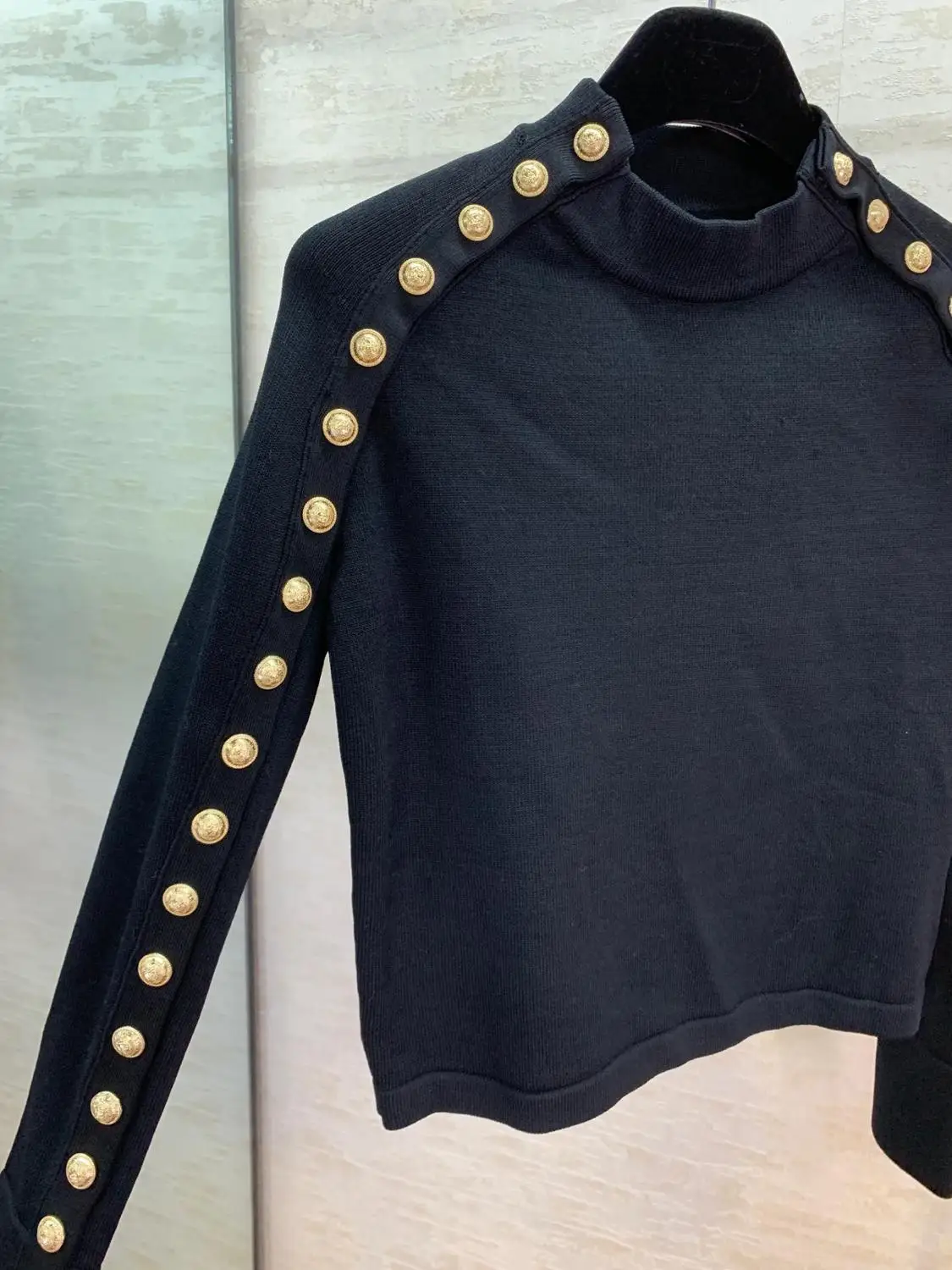 11,28 пуловер, свитера для женщин, модные новые классические вязаные топы с воротником-стойкой и пуговицами