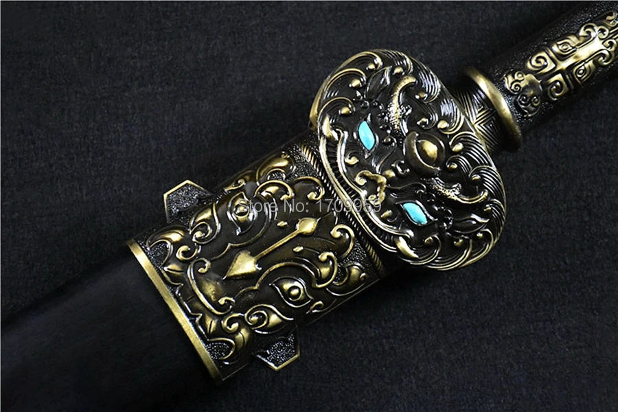 Metal Handle Chinese KungFu Dao Sword Folded Blue Damascus Steel 8 Sides Blade Sharp Han Dynasty Saber Battle Jian
