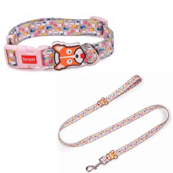 02 collar set Модные дизайнерские собачьи ошейники с принтом без побега нейлоновый H стиль поводок для собаки набор прогулок для маленьких для средних и больших собак - Цвет: 02 collar set