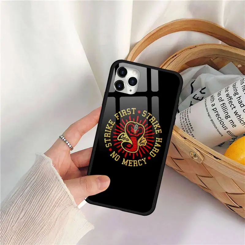 Cobra kai snake American TV Phone Case Tempered glass for iPhone 11 12 mini pro XS MAX 8 7 Plus X XS XR clear phone cases