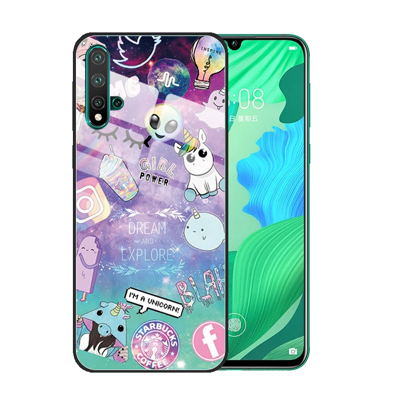

Drawing Paiting Tempered Glass Case for Huawei Nova 5 5T 5i Pro 4 4E 3E 3i 3 2S Anti-Scratch Shockproof Cover