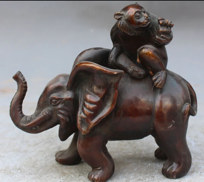 006750 18CM Chinese FengShui Bronze Copper Zodiac Elephant Monkey Lucky Animal statue (A 0319 discount 35%) | Дом и сад