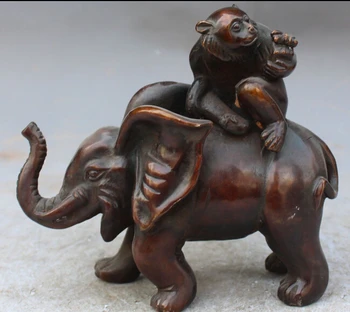 

006750 18CM Chinese FengShui Bronze Copper Zodiac Elephant Monkey Lucky Animal statue (A 0319 discount 35%)